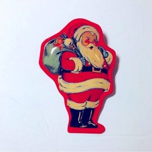 Vintage Festive Santa Claus Pin Brooch light tin weight great condition quality